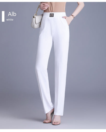【XL-6XL】👖Poletne hlače ravnega kroja z visokim pasom iz ledeniške svile