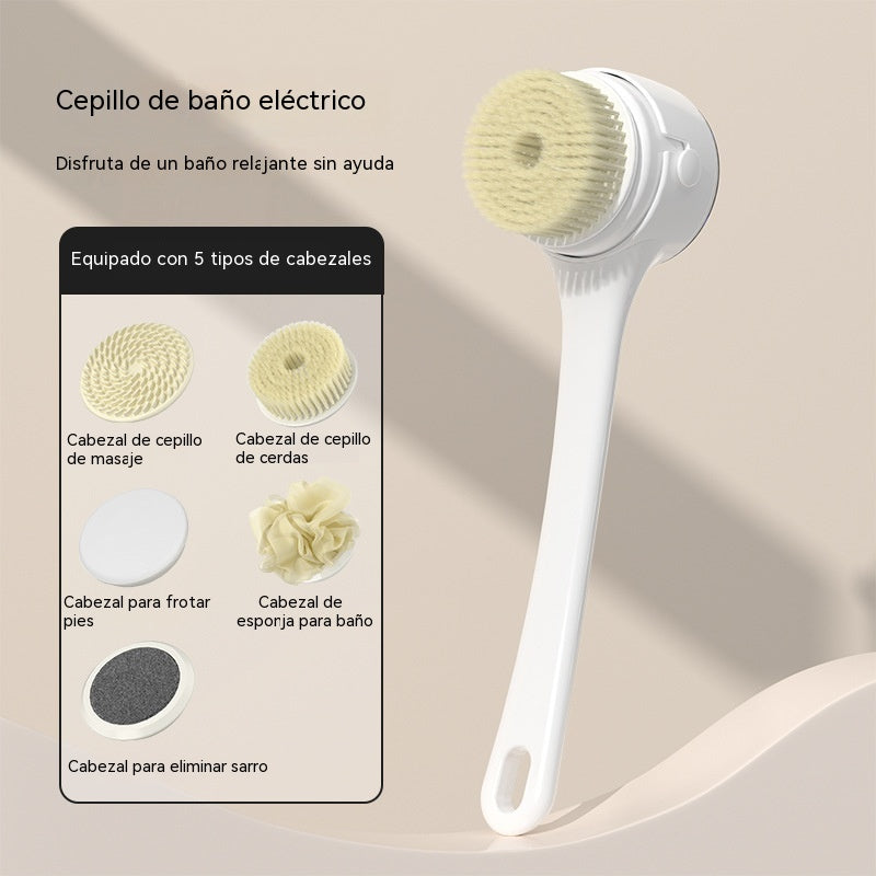 🔥💦 Nuevo cepillo de baño eléctrico con masaje, pantalla digital y mango largo.