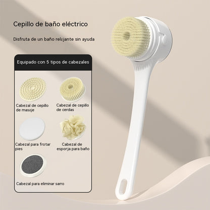 🔥💦 Nuevo cepillo de baño eléctrico con masaje, pantalla digital y mango largo.