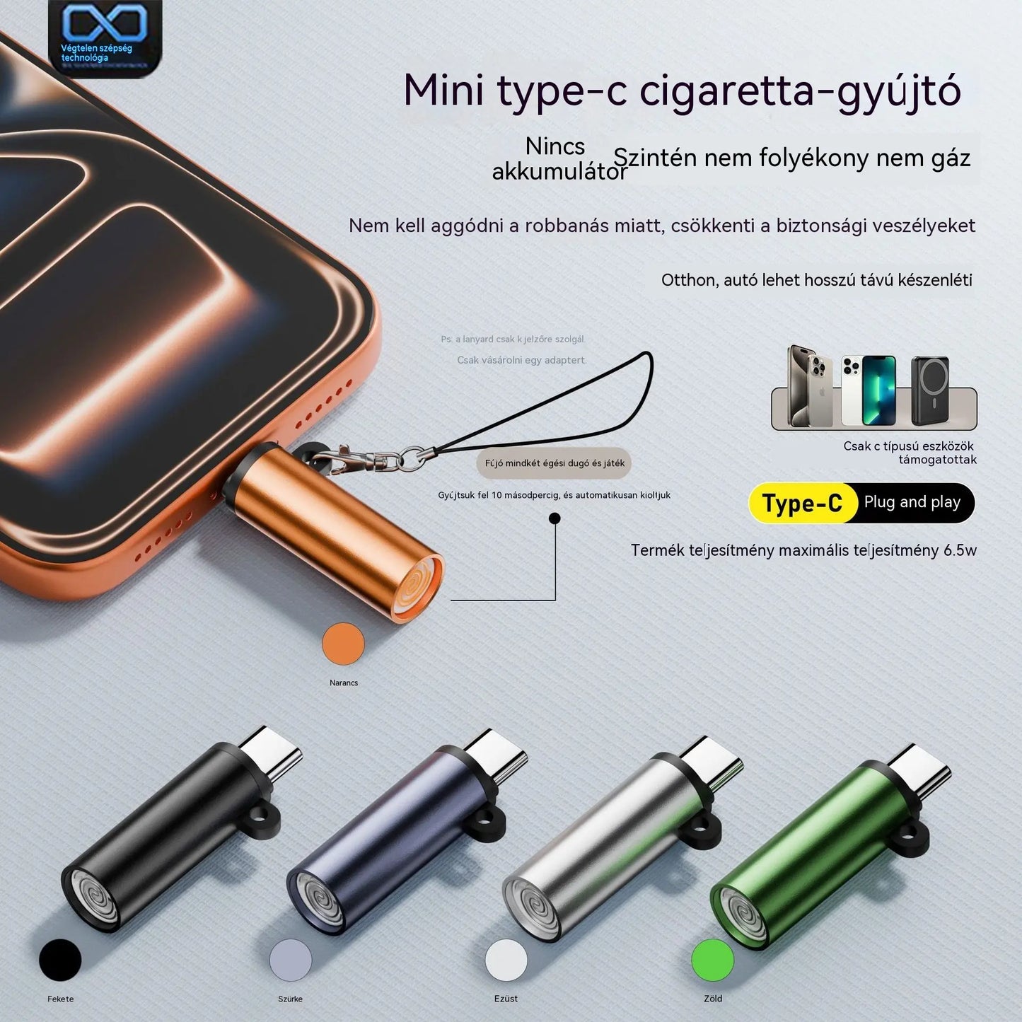 ✅ 7200 Kč za dva kusy 🔥TYPEC Mini Mobiltelefon Szélálló Volfrámszálas Fújós Szivargyújtó