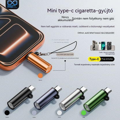 ✅ 7200 Kč za dva kusy 🔥TYPEC Mini Mobiltelefon Szélálló Volfrámszálas Fújós Szivargyújtó