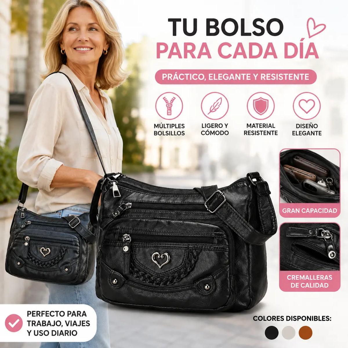 💐50% taniej! 🎁Damska torebka crossbody z miękkiej skóry ekologicznej – liczne kieszenie dla idealnej organizacji 👜🔑