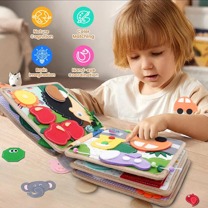 Juguetes educativos para niños, libro de fieltro, animales de granja
