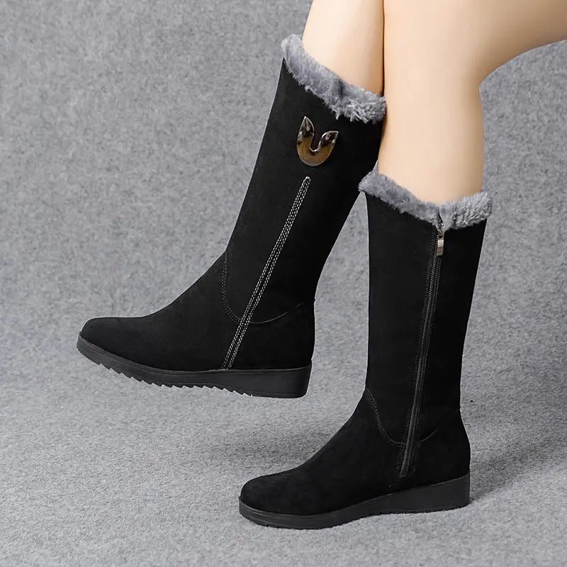 【30%OFF】【35-41】Sokoldalú lábszárközépig vastagított bársony hócsizma