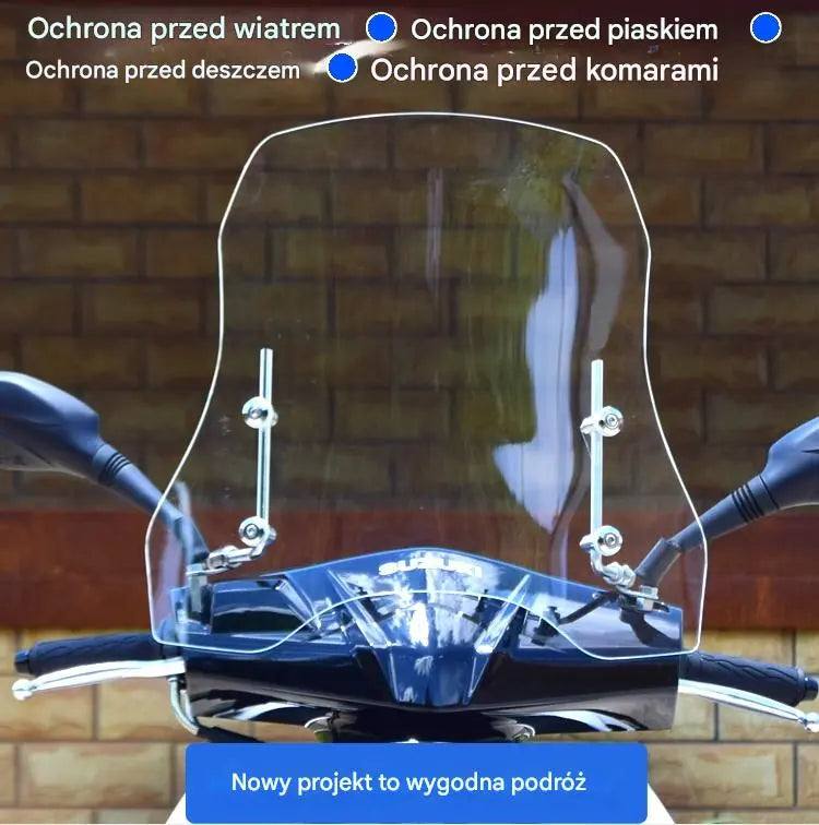 💥💥🏍️【Grubość 2,0 mm, wysokość 37 cm】2026 nowa szyba przednia do motocykla, pojazd elektryczny, uniwersalna szyba przednia