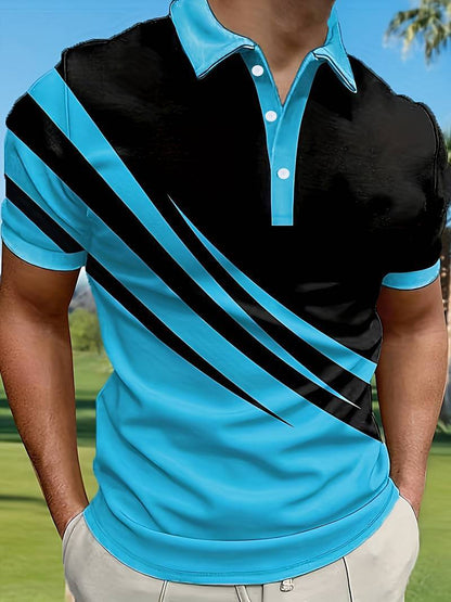 🔥👔【S-6XL】Nowa letnia męska koszulka POLO w paski z nadrukiem 3D