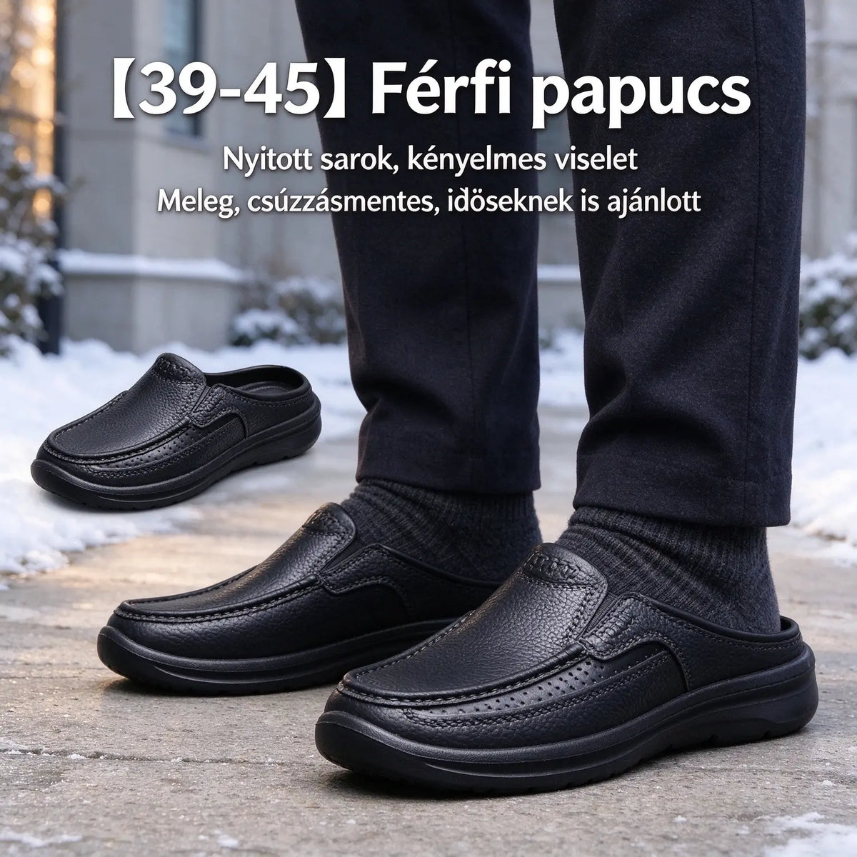 【39-45】Téli férfi alkalmi minimalista minimalista félig szandálok