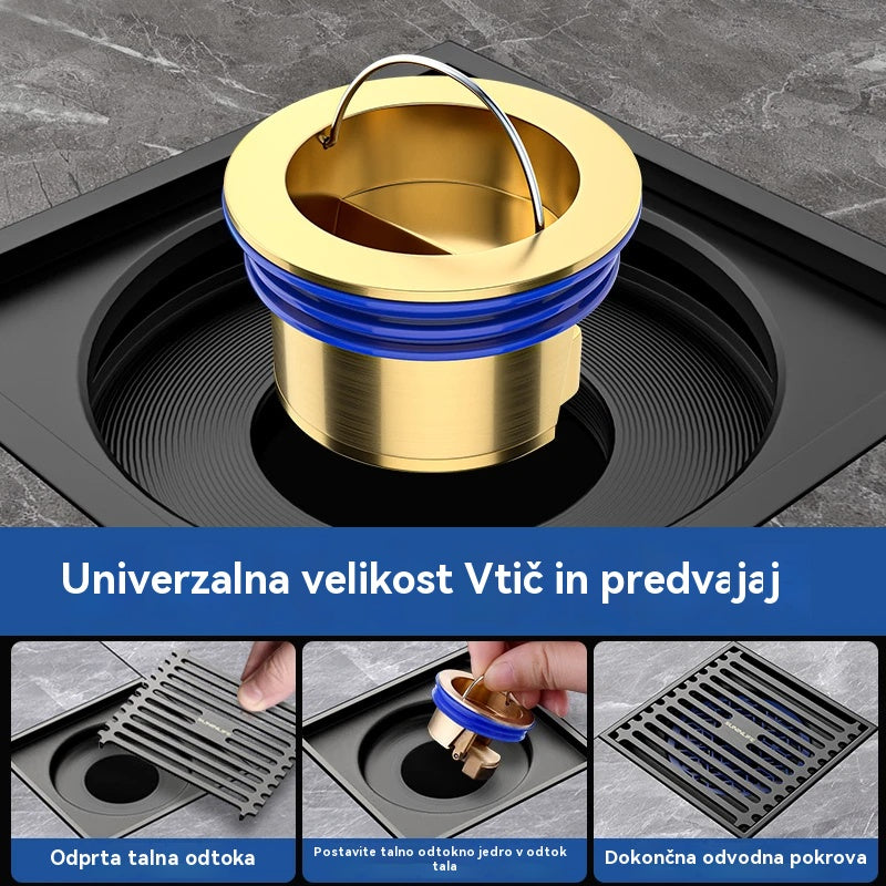Univerzalni medeninasti talni odtok z jedrom proti vonju