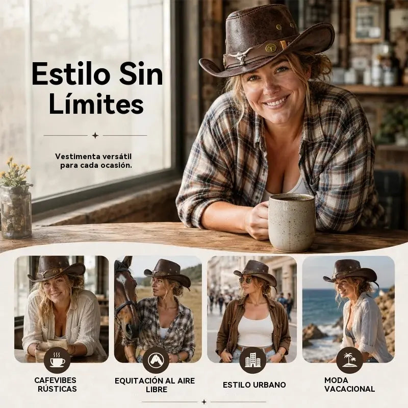 🤠Užijte si nyní 50% slevu! 🌟Retro kovbojský klobouk se širokou krempou a kapucí - fedora ve westernovém stylu Distressed