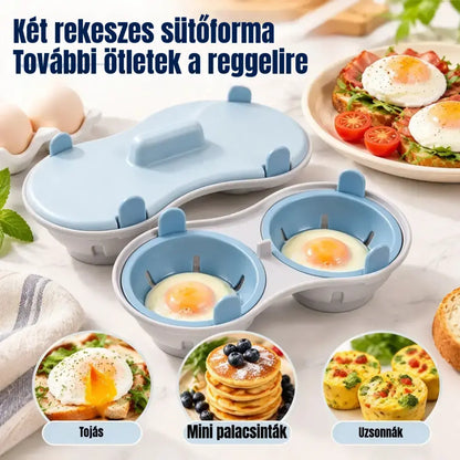 🥚✨ Mikrohullámú tojásfőző, gyors és praktikus pároló fedővel, BPA-mentes főzőedény kemény tojáshoz, buggyantott tojáshoz és rántottához percek alatt 🍳