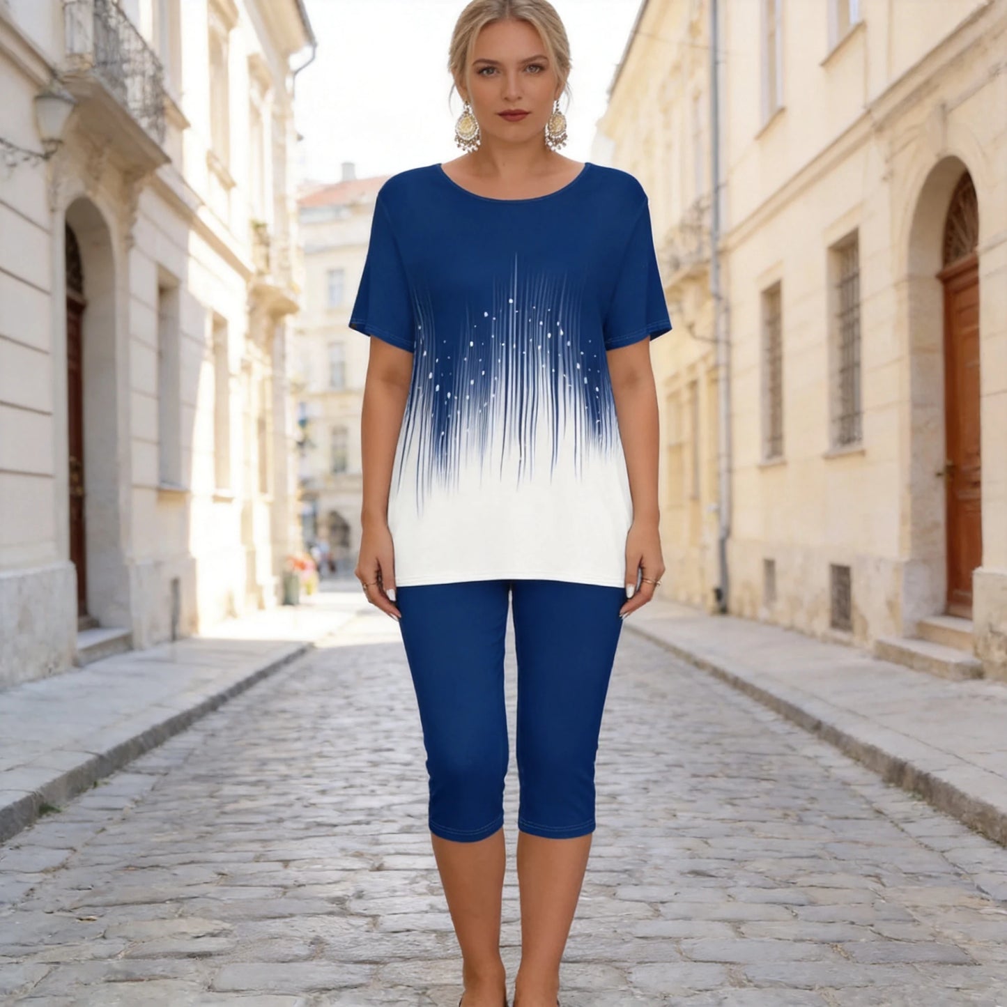👕👖Poletni bombažni komplet z modnim potiskom