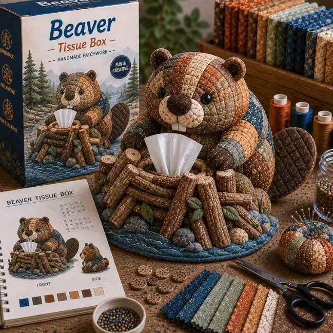 🧵🐨 Állatos mintás papírzsebkendő-tartó doboz barkácskészlet – 3D-s anyagból készült kézműves készlet, ideális kezdőknek 🎁✨
