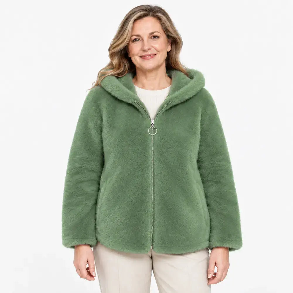 🧥【Extra nagy méret】Női kapucnis plüss kabát – puha, meleg és elegáns téli viselet