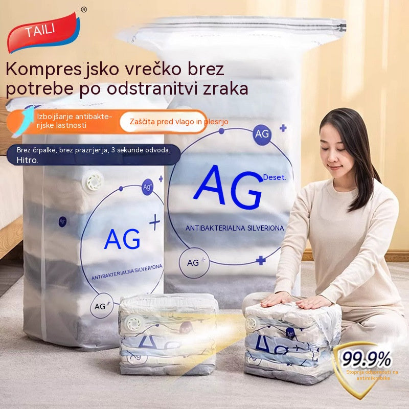 🧳 5 kos za 26 EUR 💨 Velika, stisljiva vakuumska vrečka za shranjevanje: črpalka ni potrebna, neprepustna in idealna za prihranek prostora v kovčkih in doma ✈️