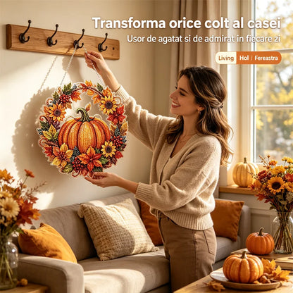 🔥HORÚCI PREDAJ 50% ZĽAVA✨⚡ 50 000+ PREDANÉ! 🎁🍂 Jesenná zavesená dekorácia – tekvicový veniec z diamantového maľovania kompletná DIY sada