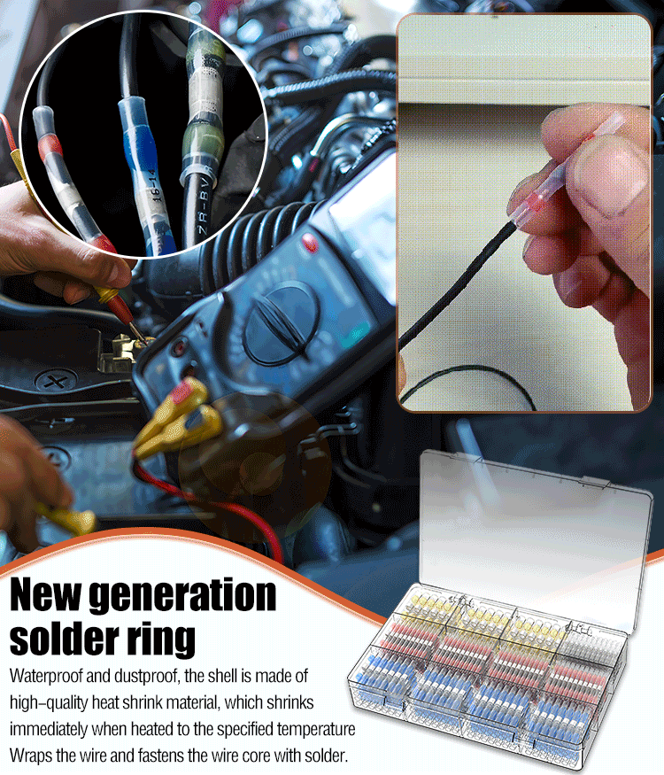 ⚡【100 unidades】Conectores termorretráctiles con anillo de soldadura: conexión de cables rápida, impermeable y segura.