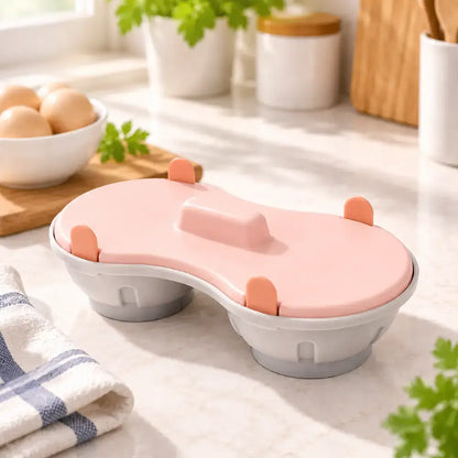🍳 Mikrohullámú tojásfőző (2 rekeszes) · Készíts gyorsan főtt tojást és reggelit · Kompakt kialakítás, beépített vízelvezetővel · 3 színben kapható!