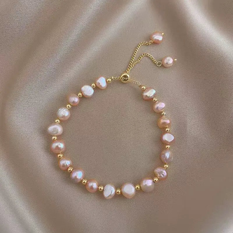 💐✨【Fő karkötő + 5 darab hozzáillő kiegészítő】Barokk édesvízi gyöngy karkötő, egy elegáns és sokoldalú, visszafogott luxusékszer.