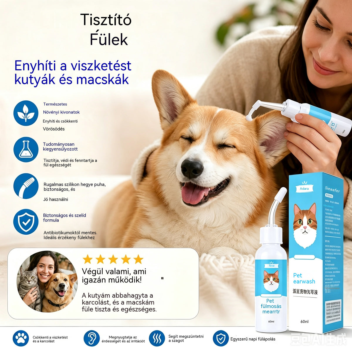 🐶2 tétel 8300  Ft.🐱 Fültisztító kutyák és macskák fülviszketésének enyhítésére.