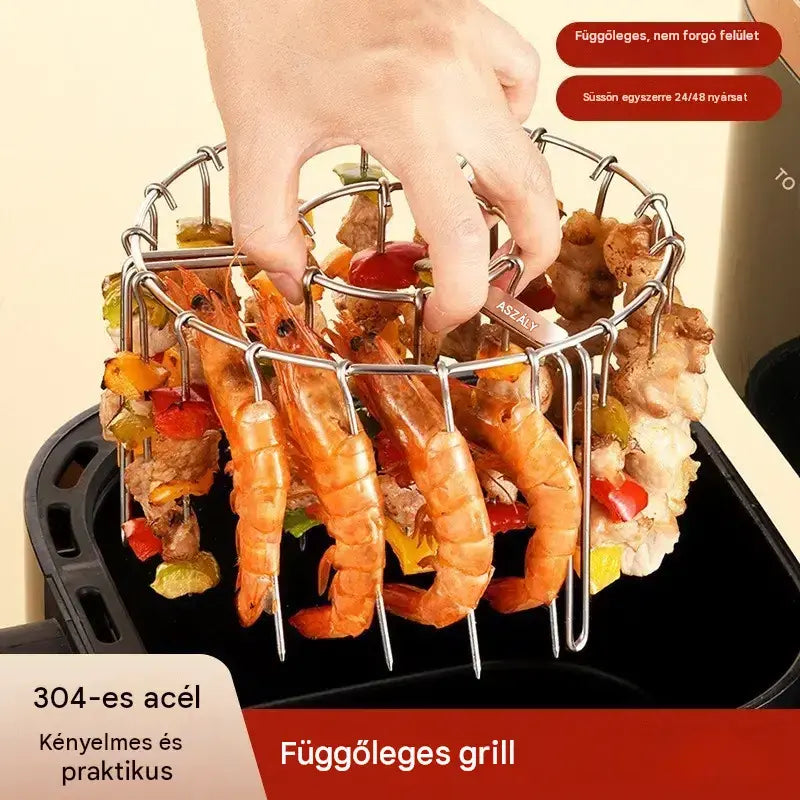 【💥1 darab 8900 Ft】🍢🍖🍗 304-es rozsdamentes acél grillsütő 24 nyárssal légkeveréses sütőhöz