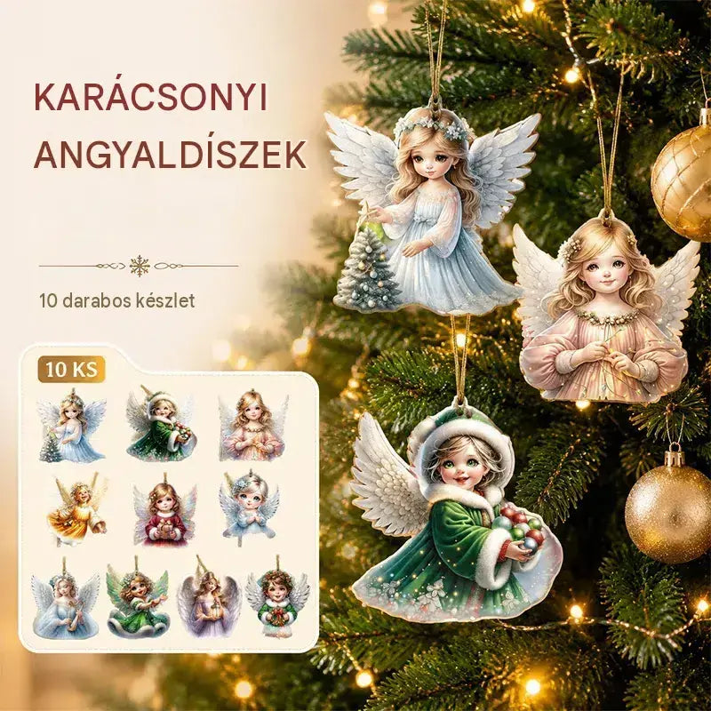 🎁Aranyos karácsonyi angyalka dekoráció - függő dísz fára vagy autóba, új 2025
