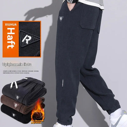 🔥【M-5XL】👖Új férfi téli nadrág – vastag kordbársony, bársony béléssel; meleg, lezser férfi nadrág.