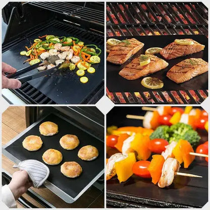 [400*330*0,2 Čierna - 6-dielne balenie] Nepriľnavá podložka na grilovanie