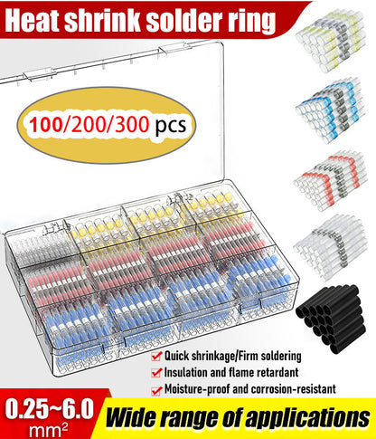 ⚡【100 unidades】Conectores termorretráctiles con anillo de soldadura: conexión de cables rápida, impermeable y segura.