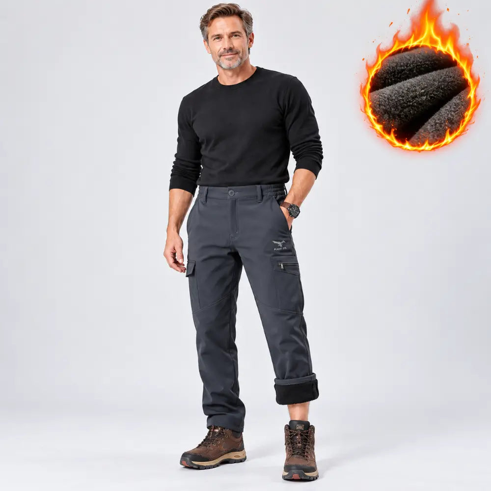 【M-4XL】Pánske outdoorové softshellové nohavice – zateplené, hrubé, pružné, vetruvzdorné a vodoodolné, s flísovou podšívkou; na lyžovanie a turistiku