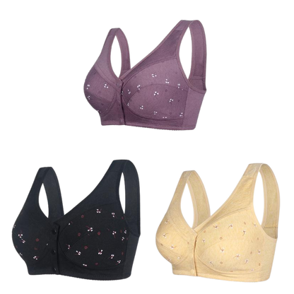 ✨【Kupte 3 a získejte 3 zdarma】💞[40-105kg] Elegantní bavlněná podprsenka se zapínáním vpředu pro ženy středního věku🎉49% sleva