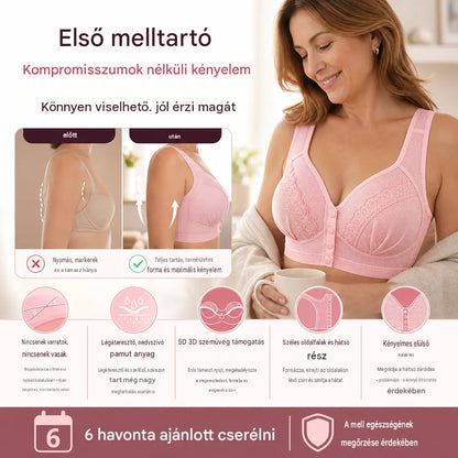🌸 50% kedvezmény – korlátozott ideig! 💖[Vásárolj 1-et, kapsz 1-t ingyen] Pamut melltartó, elöl záródó kialakítással ✨ Könnyen viselhető, puha és tartást adó, kényelmes egész nap.
