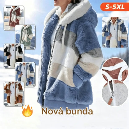 ☃️Korlátozott ajánlat, 35% kedvezmény❄️❄️【S–5XL】Új, meleg női kabát 2026-ra: bélelt, plüssös kialakítás kontrasztos csíkokkal