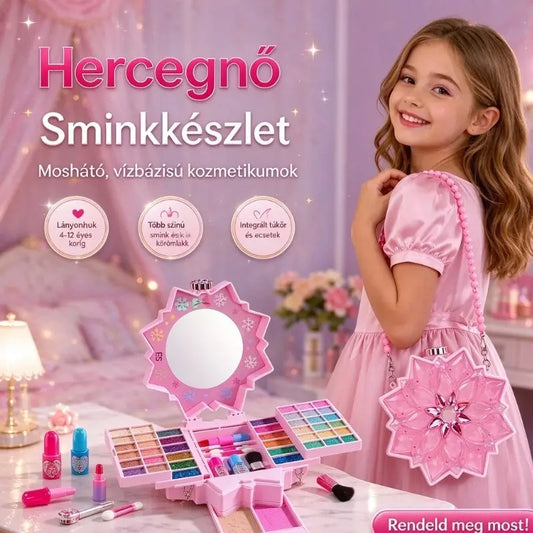 💄 Korlátozott ideig érvényes ajánlat: 49% kedvezmény! ✨ Mosható hercegnő sminkkészlet: Biztonságos és nem mérgező ál-sminkjáték gyerekeknek 👸