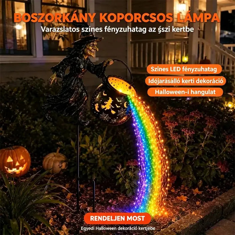 🧙‍♀️🎃 Boszorkány kerti lámpa, felejthetetlen Halloween hangulat!
