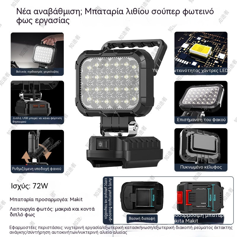 💡LED munkalámpa – Univerzális elemekkel kompatibilis – Alkalmas garázsba, építkezésekre és kempingezéshez