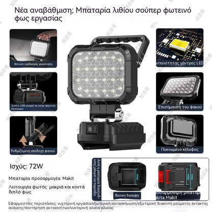 💡LED munkalámpa – Univerzális elemekkel kompatibilis – Alkalmas garázsba, építkezésekre és kempingezéshez