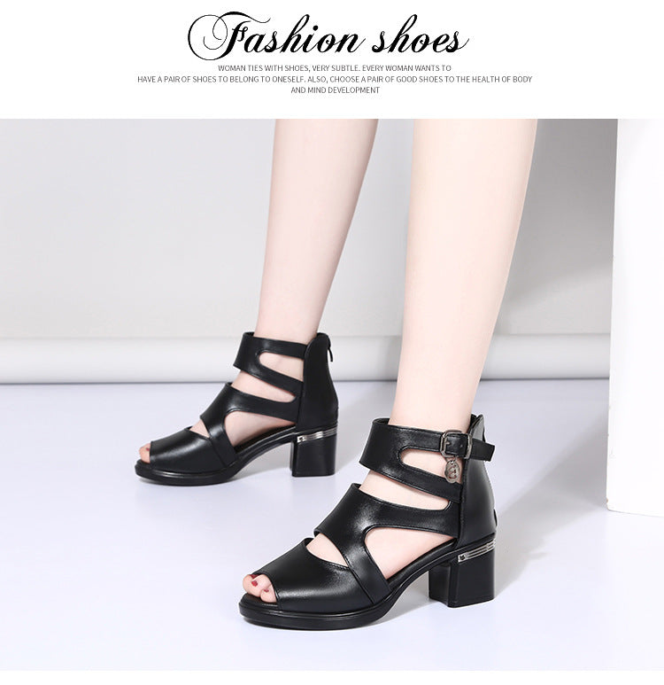 🥰Най-ниска цена за ограничен период от време✨✨【35-41】👠Нови летни сандали с дебели токчета и отворена рибена уста