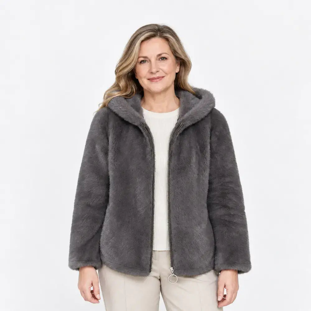 🧥【Extra nagy méret】Női kapucnis plüss kabát – puha, meleg és elegáns téli viselet