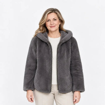 🧥【Extra nagy méret】Női kapucnis plüss kabát – puha, meleg és elegáns téli viselet