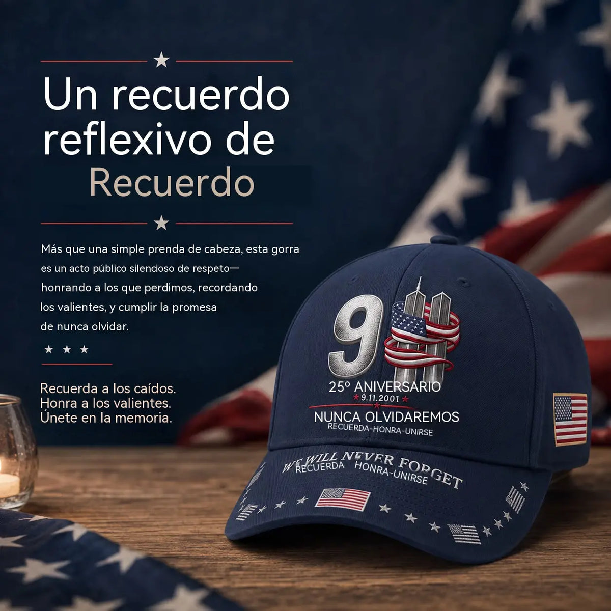 Czapka z daszkiem upamiętniająca 25. rocznicę zamachów z 11 września: „Nigdy nie zapomnimy” – patriotyczna czapka okolicznościowa unisex 🧢
