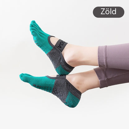 🦶【5 pár】🧘Pilates professzionális csúszásgátló ötujjú zokni: Lélegző fitnesz zokni minden évszakra, alkalmas padlóra és jógára🧦