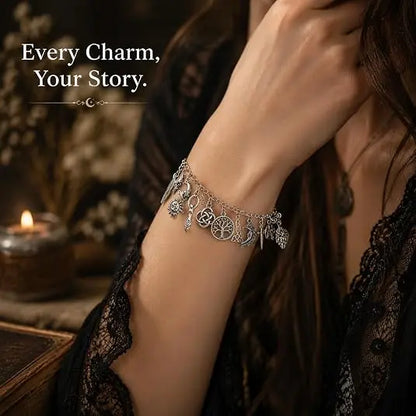 Pulsera con colgante de estilo vintage de brujería - Joyería bohemia gótica celestial