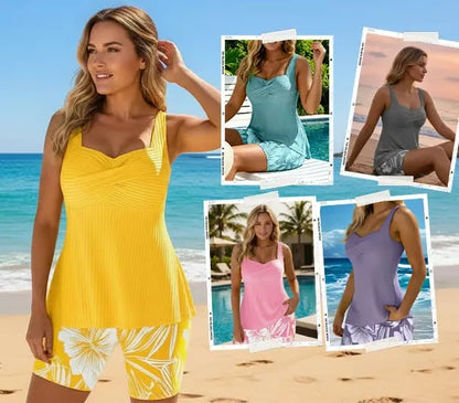 🔥🔥🔥Dvojdielne plavky s potlačou tankini a boxerkami, ktoré zakrývajú telo
