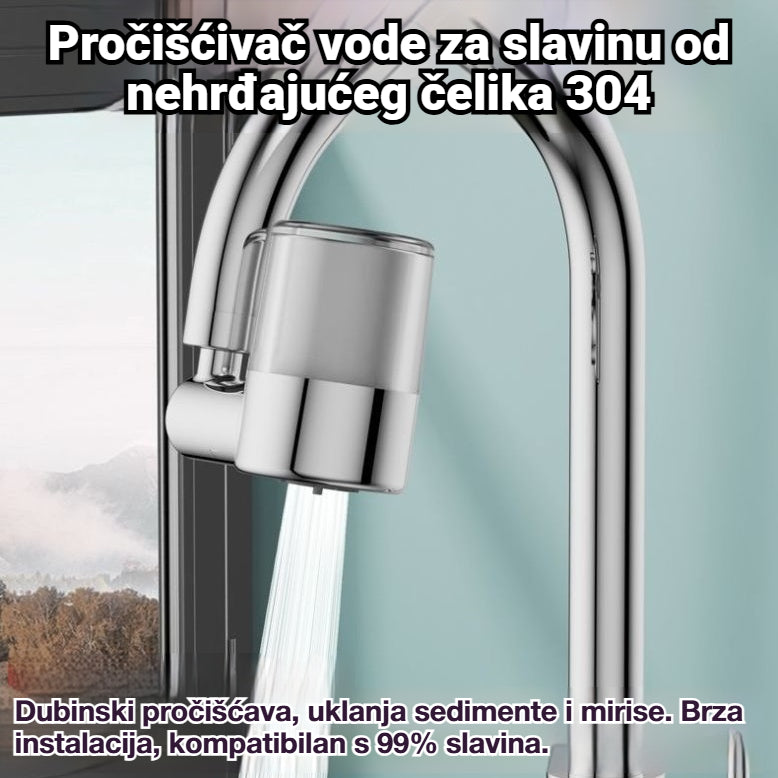 Filter za vodu za slavinu od nehrđajućeg čelika 304 | Dubinsko pročišćavanje, uklanja sediment i mirise, brza ugradnja, kompatibilan s 99% slavina