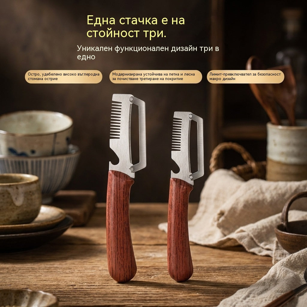 Многофункционална кухненска белачка 3 в 1: Бели, реже и отваря бутилки