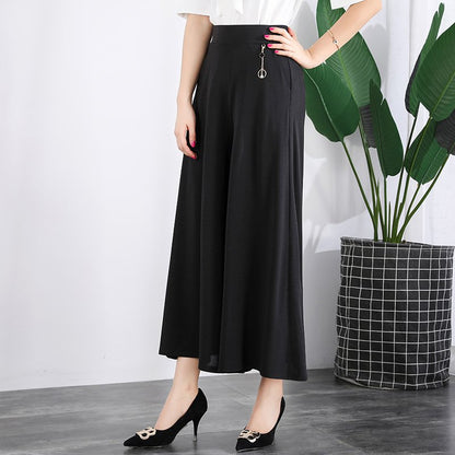 ❤️【M-5XL】2026 Nowe damskie letnie szerokie nogawki Ice Silk Cropped Pants