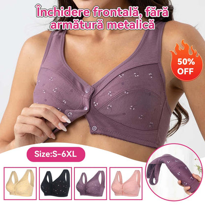 ✨【Kupte 3 a získejte 3 zdarma】💞[40-105kg] Elegantní bavlněná podprsenka se zapínáním vpředu pro ženy středního věku🎉49% sleva
