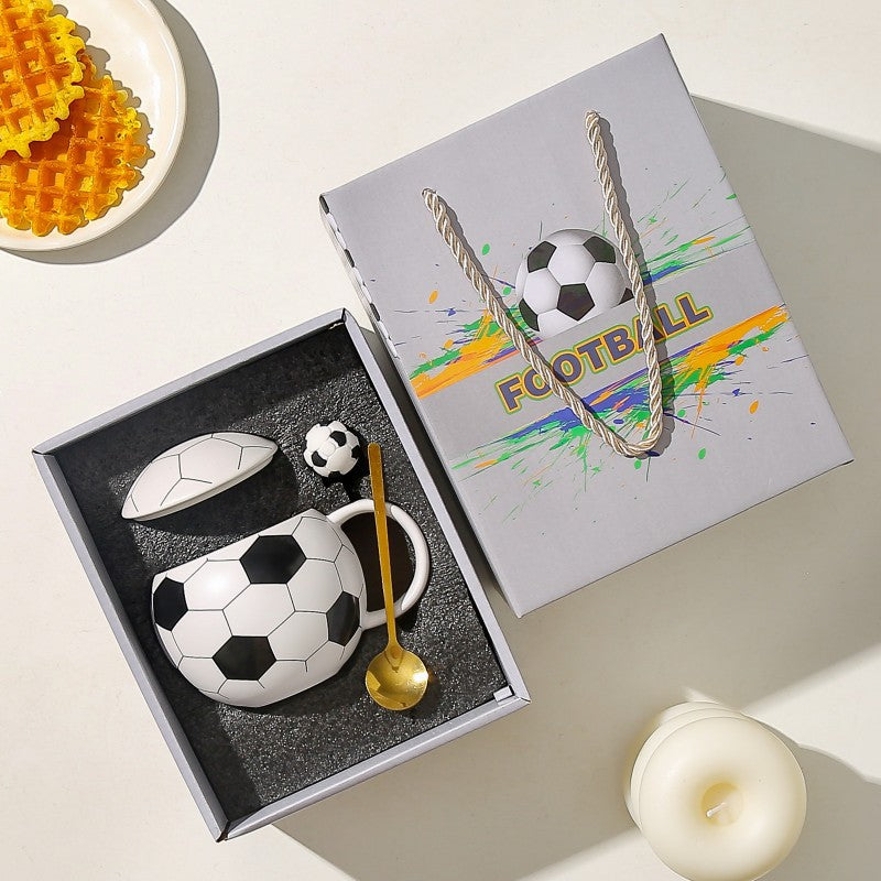 ⚽️ Taza de cerámica de alta calidad de la Copa del Mundo con tapa: recuerdo deportivo