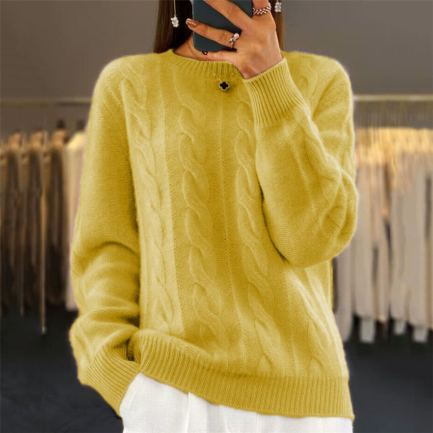 【S-XL】2026 ősz és tél új kerek nyakú egyszínű nyak retro színű twist pulóver pulóver pulóver kötött pulóver pulóver pulóver