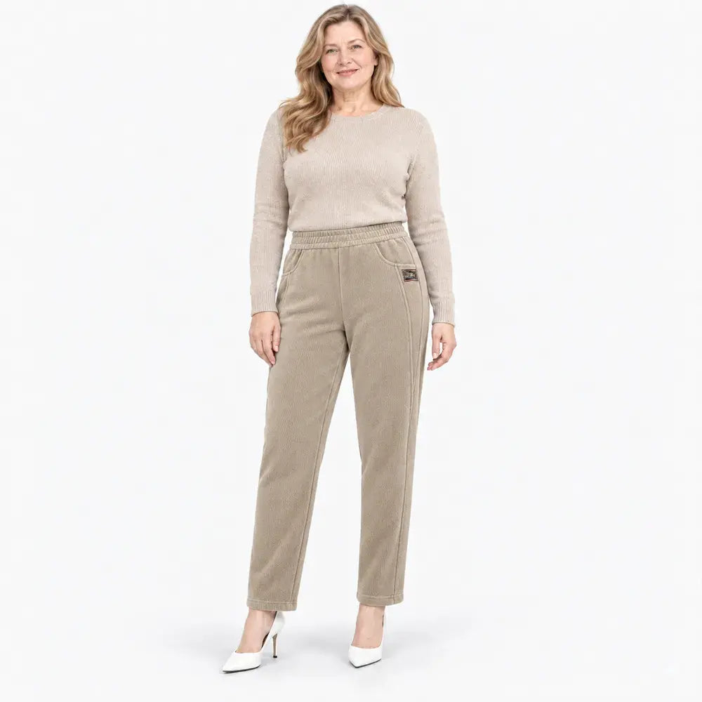👖【S-2XL】Új női szigetelt nadrág őszre és télre – magas derekú, egyenes szárú, karcsúsító, meleg